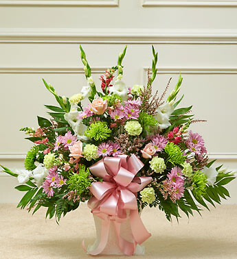 Heartfelt Tribute Pastel Floor Basket Arrangement